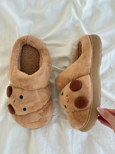 Croissant Fuzzy Scuff Slippers Soft Comfy Memory Foam Non-slip Indoor House Shoes