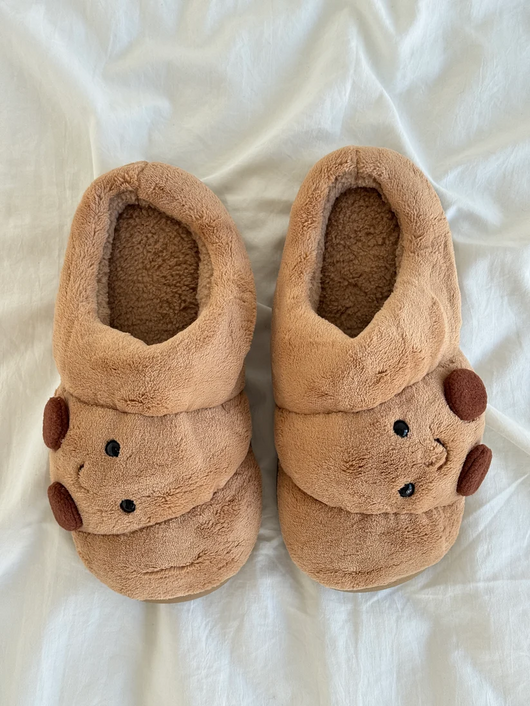 Croissant Fuzzy Scuff Slippers Soft Comfy Memory Foam Non-slip Indoor House Shoes